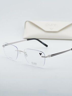 AIRLOCK VALOR 200 046 Rectangle Rimless Eyeglasses – Silver 52mm